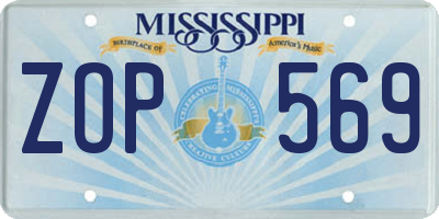 MS license plate ZOP569