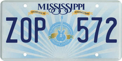 MS license plate ZOP572