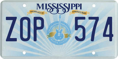 MS license plate ZOP574