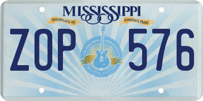 MS license plate ZOP576
