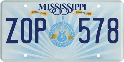 MS license plate ZOP578