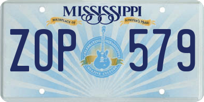 MS license plate ZOP579