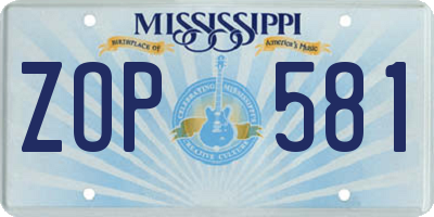 MS license plate ZOP581