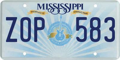 MS license plate ZOP583