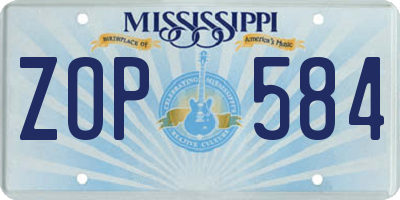 MS license plate ZOP584