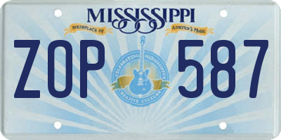 MS license plate ZOP587