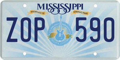 MS license plate ZOP590