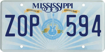 MS license plate ZOP594