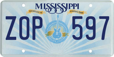 MS license plate ZOP597