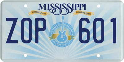 MS license plate ZOP601