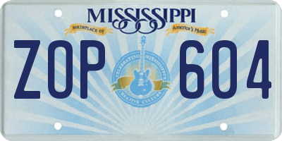 MS license plate ZOP604