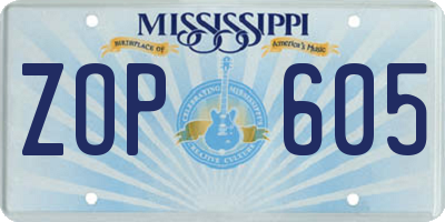 MS license plate ZOP605
