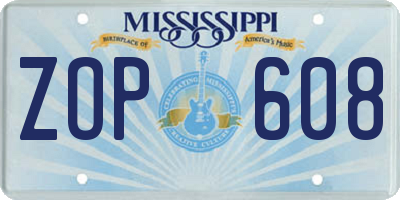 MS license plate ZOP608