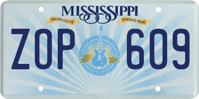 MS license plate ZOP609