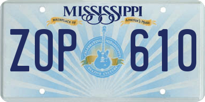MS license plate ZOP610
