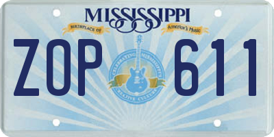 MS license plate ZOP611