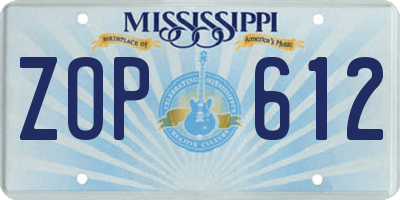 MS license plate ZOP612