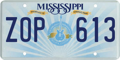 MS license plate ZOP613