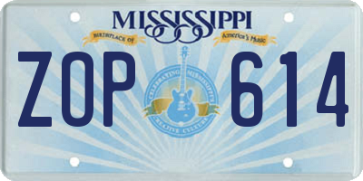 MS license plate ZOP614