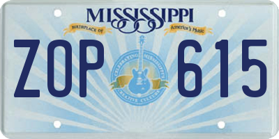 MS license plate ZOP615