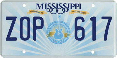 MS license plate ZOP617