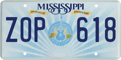 MS license plate ZOP618