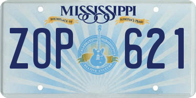 MS license plate ZOP621