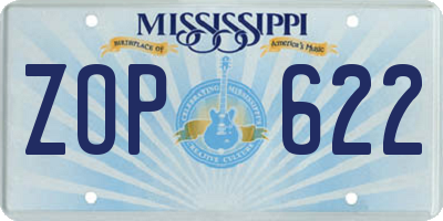 MS license plate ZOP622