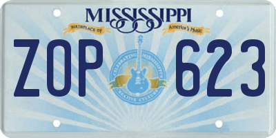 MS license plate ZOP623