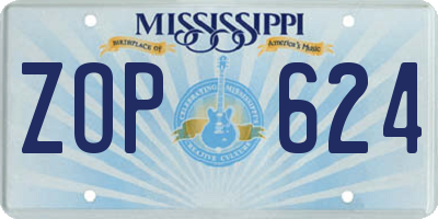MS license plate ZOP624