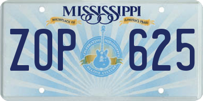 MS license plate ZOP625