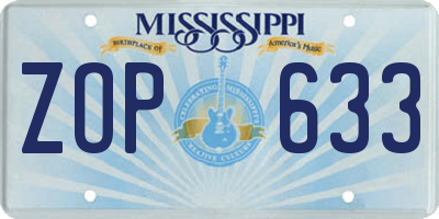 MS license plate ZOP633