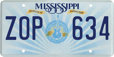 MS license plate ZOP634