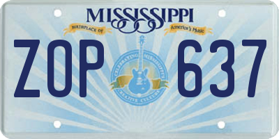 MS license plate ZOP637