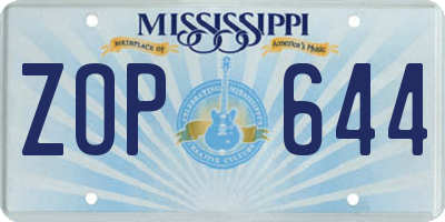 MS license plate ZOP644