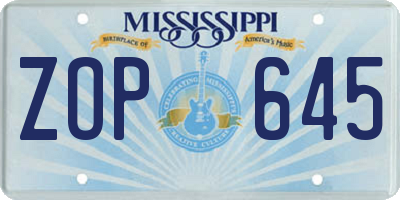 MS license plate ZOP645