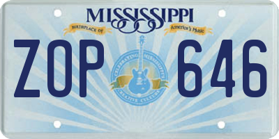 MS license plate ZOP646