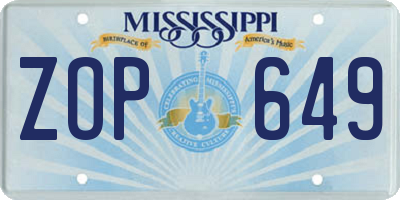 MS license plate ZOP649