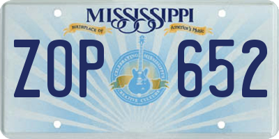 MS license plate ZOP652