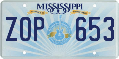MS license plate ZOP653