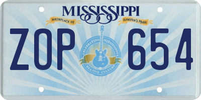 MS license plate ZOP654