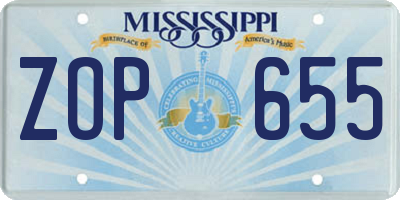 MS license plate ZOP655