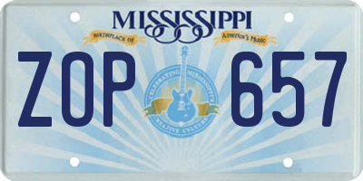 MS license plate ZOP657