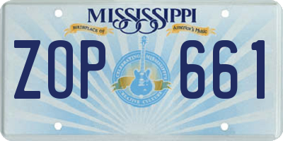 MS license plate ZOP661