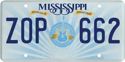 MS license plate ZOP662