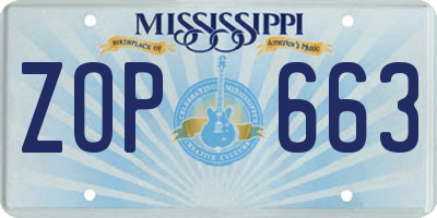 MS license plate ZOP663