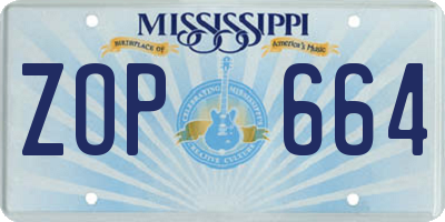 MS license plate ZOP664