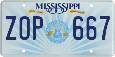 MS license plate ZOP667