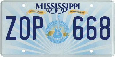 MS license plate ZOP668