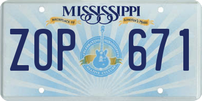 MS license plate ZOP671
